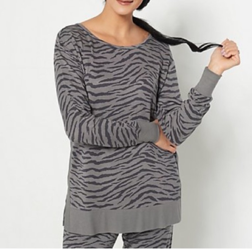 ALL WORTHY By Hunter McGrady Zebra Print Tunic Jersey Knit Top 5X
